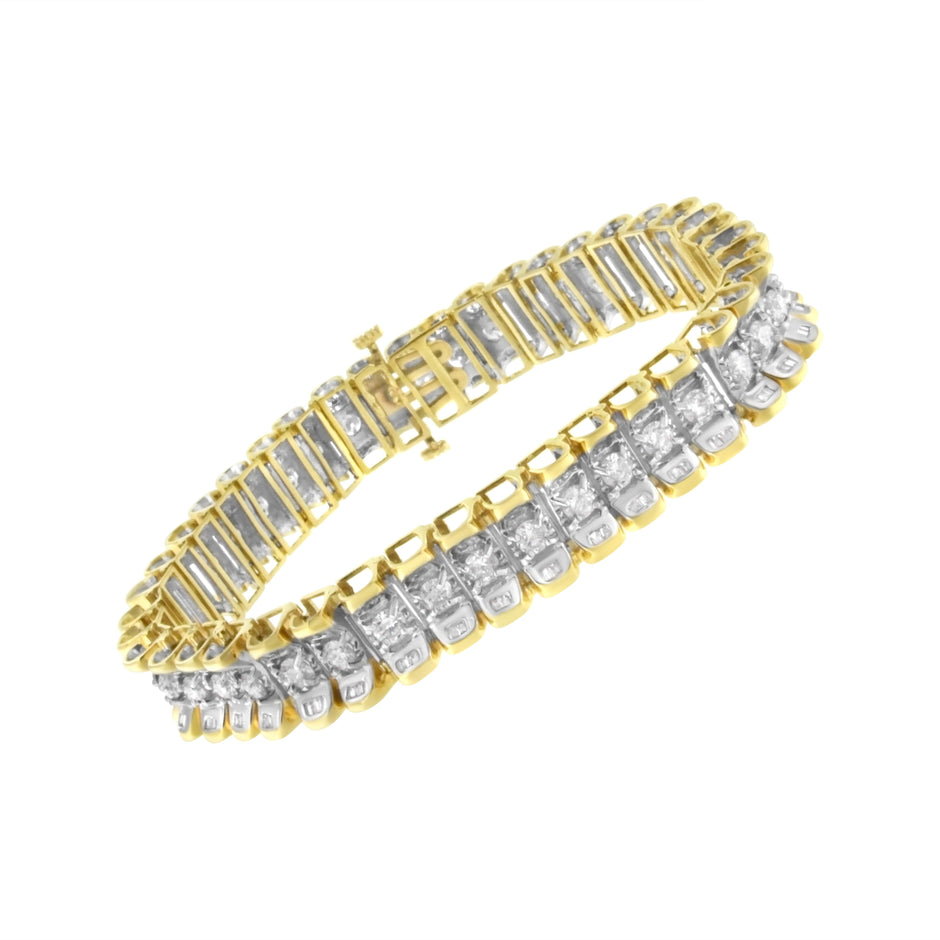 14K Yellow and White Gold 5.0 Cttw Round & Baguette Cut Diamond 7