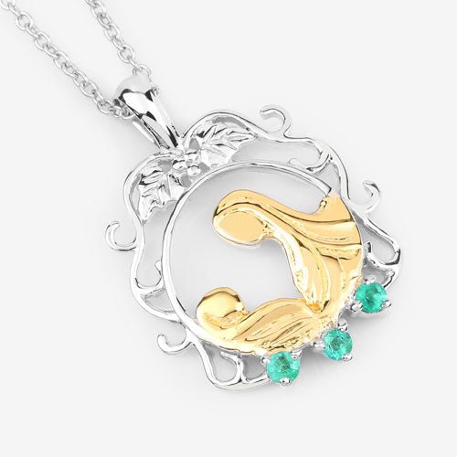0.09 Carat Genuine Emerald .925 Sterling Silver Pendant - Pendants - Custom Crafting Alliance, LLC