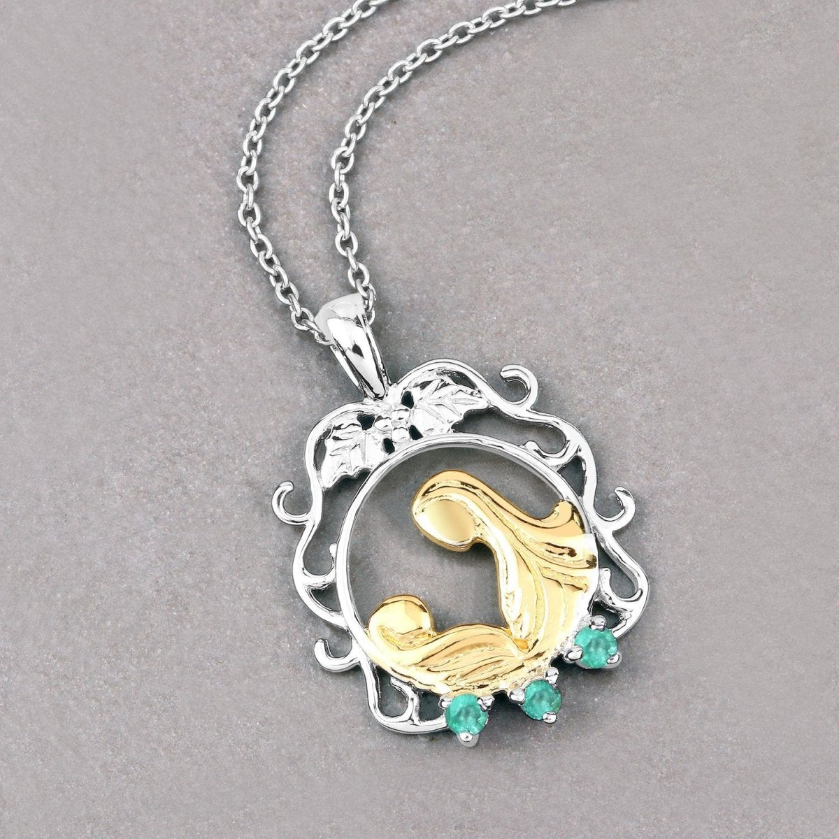 0.09 Carat Genuine Emerald .925 Sterling Silver Pendant - Pendants - Custom Crafting Alliance, LLC