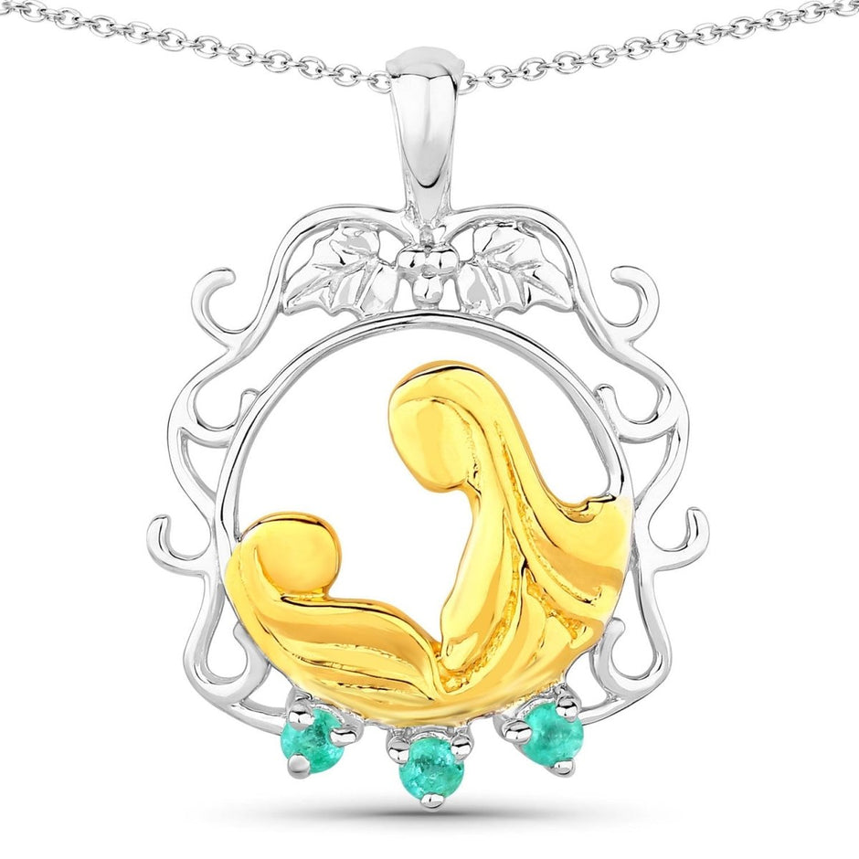 0.09 Carat Genuine Emerald .925 Sterling Silver Pendant - Pendants - Custom Crafting Alliance, LLC