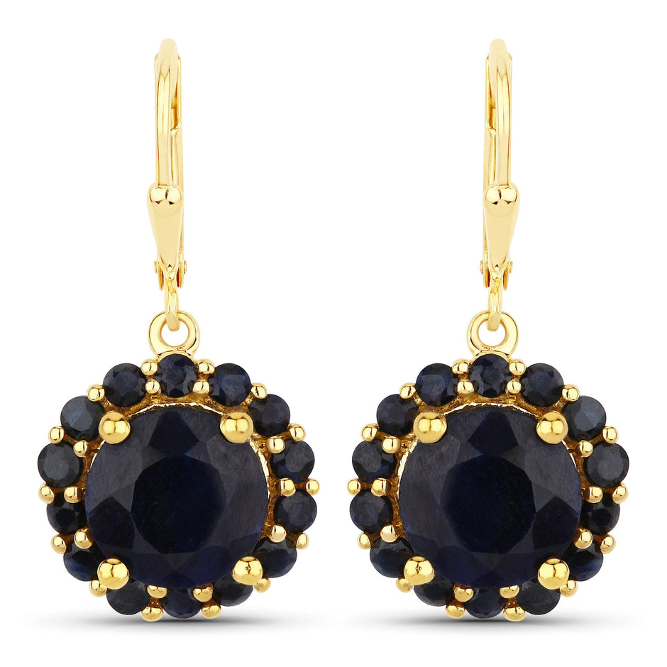 11.37 Carat Dyed Sapphire and Blue Sapphire .925 Sterling Silver Earrings