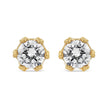 14K Yellow Gold 2.0 Cttw Round Diamond Crown Stud Earrings (I-J Color, I1-I2 Clarity)