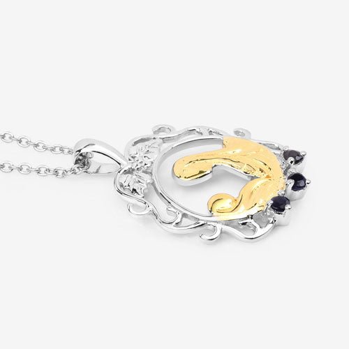 0.12 Carat Genuine Blue Sapphire .925 Sterling Silver Pendant - Pendants - Custom Crafting Alliance, LLC