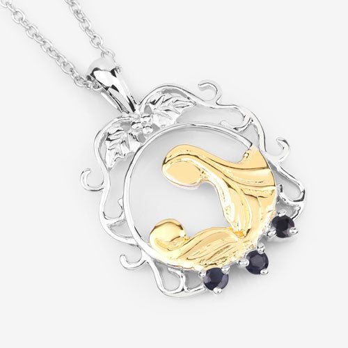 0.12 Carat Genuine Blue Sapphire .925 Sterling Silver Pendant - Pendants - Custom Crafting Alliance, LLC