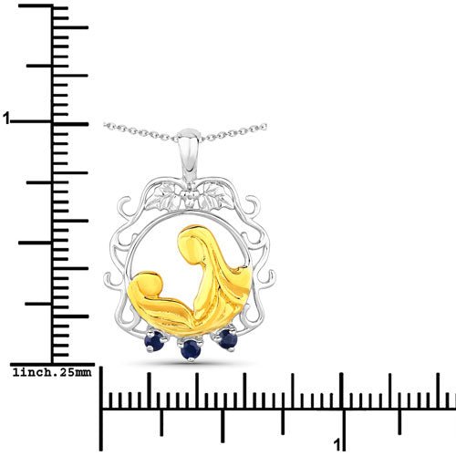 0.12 Carat Genuine Blue Sapphire .925 Sterling Silver Pendant - Pendants - Custom Crafting Alliance, LLC