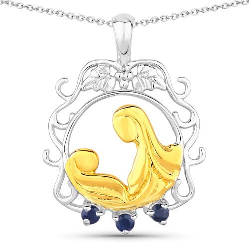 0.12 Carat Genuine Blue Sapphire .925 Sterling Silver Pendant - Pendants - Custom Crafting Alliance, LLC