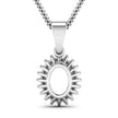0.13 Carat Genuine White Diamond 14K White Gold Semi Mount Pendant - holds 8x6mm Oval Gemstone - Pendants - Custom Crafting Alliance, LLC