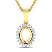 0.13 Carat Genuine White Diamond 14K Yellow Gold Semi Mount Pendant - holds 8x6mm Oval Gemstone - Pendants - Custom Crafting Alliance, LLC