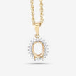 0.13 Carat Genuine White Diamond 14K Yellow Gold Semi Mount Pendant - holds 8x6mm Oval Gemstone - Pendants - Custom Crafting Alliance, LLC