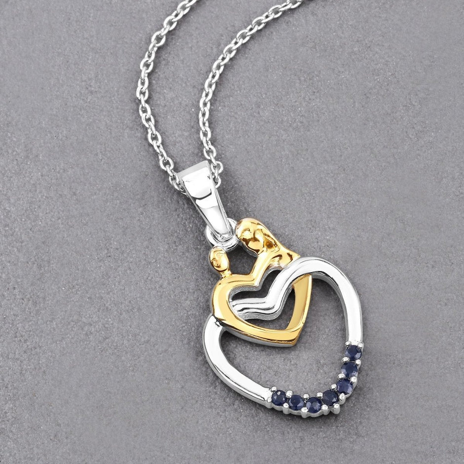 0.14 Carat Genuine Blue Sapphire .925 Sterling Silver Pendant - Pendants - Custom Crafting Alliance, LLC