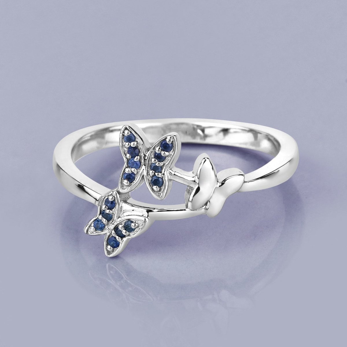0.14 Carat Genuine Blue Sapphire .925 Sterling Silver Ring - Rings - Custom Crafting Alliance, LLC