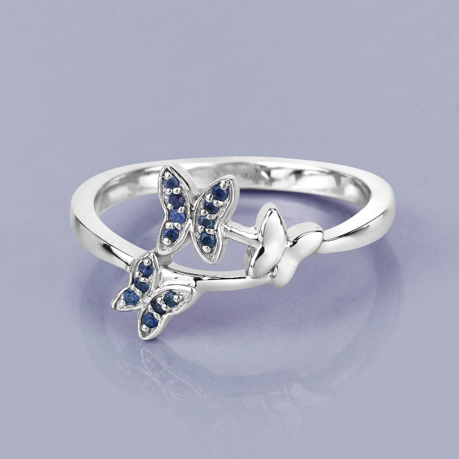 0.14 Carat Genuine Blue Sapphire .925 Sterling Silver Ring - Rings - Custom Crafting Alliance, LLC