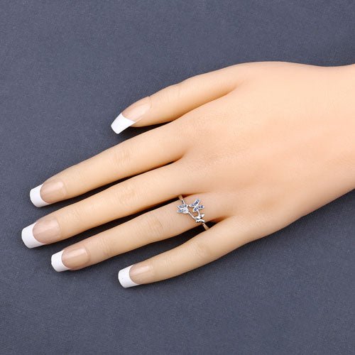 0.14 Carat Genuine Blue Sapphire .925 Sterling Silver Ring - Rings - Custom Crafting Alliance, LLC