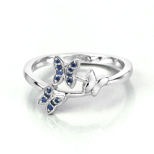 0.14 Carat Genuine Blue Sapphire .925 Sterling Silver Ring - Rings - Custom Crafting Alliance, LLC