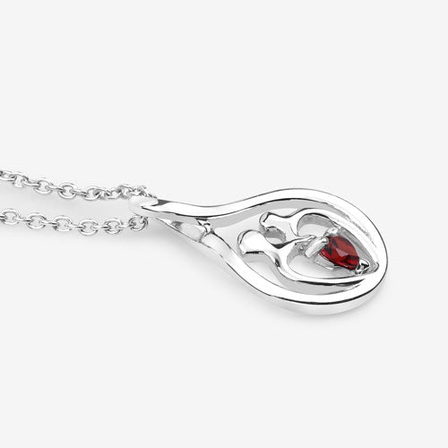 0.14 Carat Genuine Garnet .925 Sterling Silver Pendant - Pendants - Custom Crafting Alliance, LLC