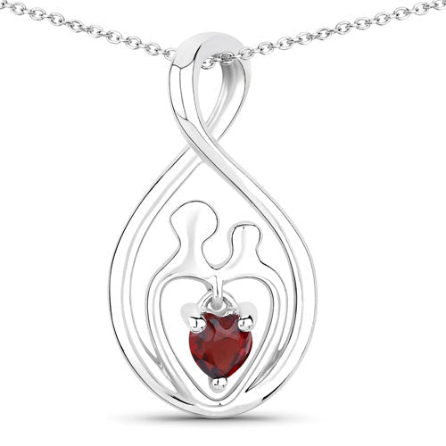 0.14 Carat Genuine Garnet .925 Sterling Silver Pendant - Pendants - Custom Crafting Alliance, LLC