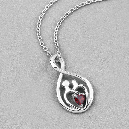 0.14 Carat Genuine Garnet .925 Sterling Silver Pendant - Pendants - Custom Crafting Alliance, LLC