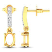 0.14 Carat Genuine White Diamond 14K Yellow Gold Semi Mount Earrings - holds 7x5mm Oval Gemstones - Earrings - Custom Crafting Alliance, LLC