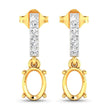 0.14 Carat Genuine White Diamond 14K Yellow Gold Semi Mount Earrings - holds 7x5mm Oval Gemstones - Earrings - Custom Crafting Alliance, LLC