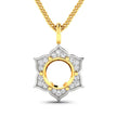 0.14 Carat Genuine White Diamond 14K Yellow Gold Semi Mount Pendant - holds 8.00mm Round Gemstone - Pendants - Custom Crafting Alliance, LLC