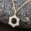 0.14 Carat Genuine White Diamond 14K Yellow Gold Semi Mount Pendant - holds 8.00mm Round Gemstone - Pendants - Custom Crafting Alliance, LLC