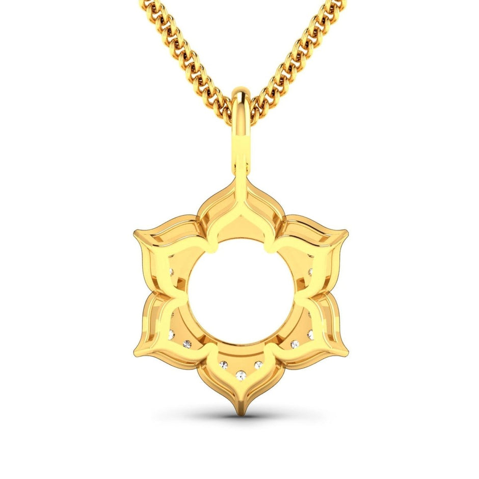 0.14 Carat Genuine White Diamond 14K Yellow Gold Semi Mount Pendant - holds 8.00mm Round Gemstone - Pendants - Custom Crafting Alliance, LLC
