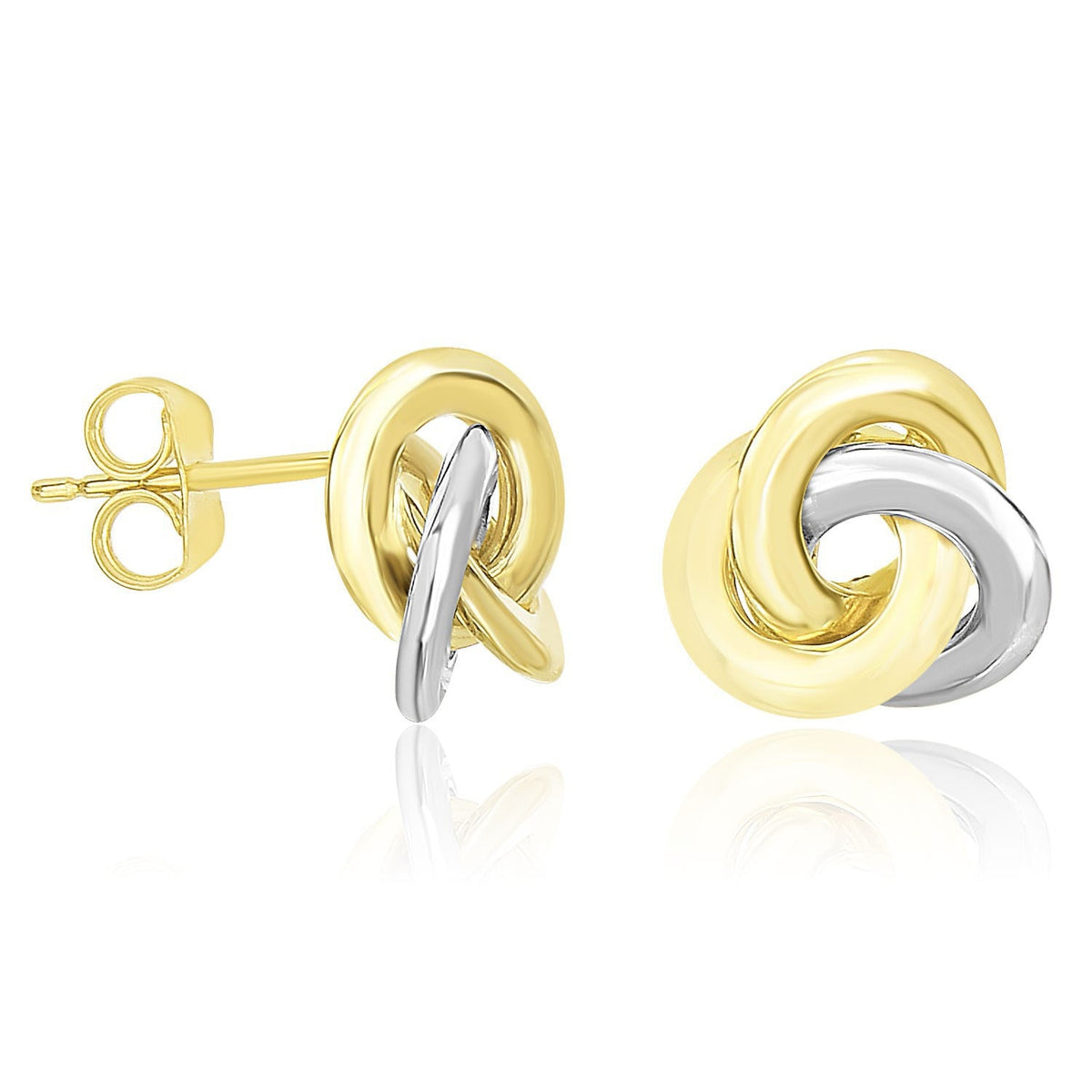 14k Two-Tone Gold Shiny Intertwined Open Circle Earrings