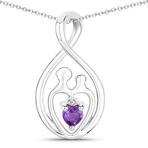 0.15 Carat Genuine Amethyst .925 Sterling Silver Pendant - Pendants - Custom Crafting Alliance, LLC
