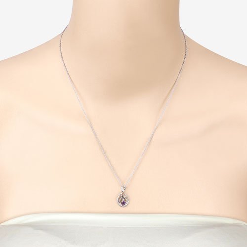 0.15 Carat Genuine Amethyst .925 Sterling Silver Pendant - Pendants - Custom Crafting Alliance, LLC