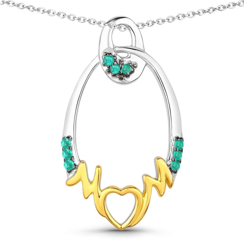 0.15 Carat Genuine Emerald .925 Sterling Silver Pendant - Pendants - Custom Crafting Alliance, LLC