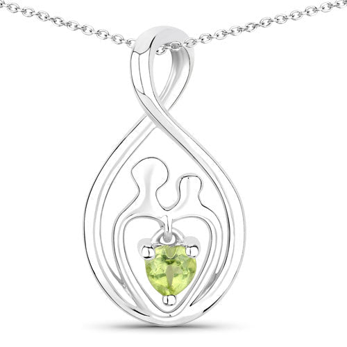 0.15 Carat Genuine Peridot .925 Sterling Silver Pendant - Pendants - Custom Crafting Alliance, LLC