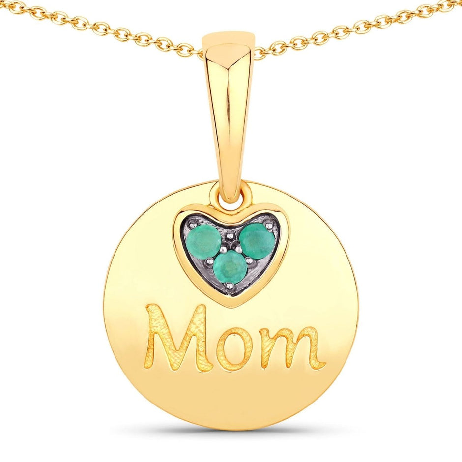 0.17 Carat Genuine Emerald .925 Sterling Silver Pendant - Pendants - Custom Crafting Alliance, LLC