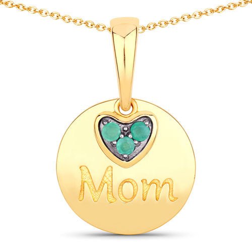 0.17 Carat Genuine Emerald .925 Sterling Silver Pendant - Pendants - Custom Crafting Alliance, LLC