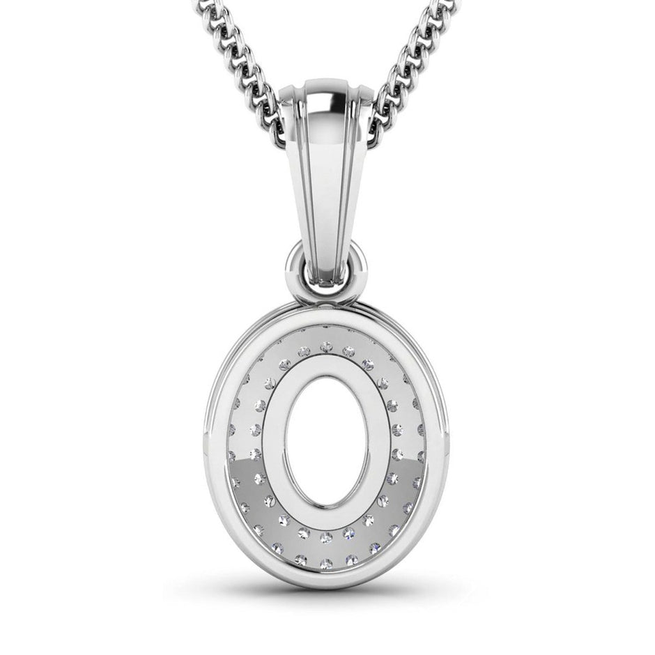 0.17 Carat Genuine White Diamond 14K White Gold Semi Mount Pendant - holds 7x5mm Oval Gemstone - Pendants - Custom Crafting Alliance, LLC