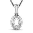 0.17 Carat Genuine White Diamond 14K White Gold Semi Mount Pendant - holds 7x5mm Oval Gemstone - Pendants - Custom Crafting Alliance, LLC