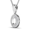 0.17 Carat Genuine White Diamond 14K White Gold Semi Mount Pendant - holds 7x5mm Oval Gemstone - Pendants - Custom Crafting Alliance, LLC
