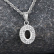 0.17 Carat Genuine White Diamond 14K White Gold Semi Mount Pendant - holds 7x5mm Oval Gemstone - Pendants - Custom Crafting Alliance, LLC