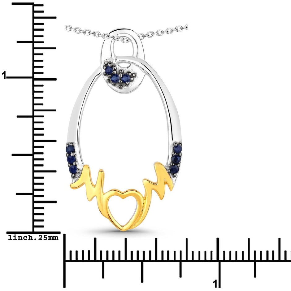 0.18 Carat Genuine Blue Sapphire .925 Sterling Silver Pendant - Pendants - Custom Crafting Alliance, LLC