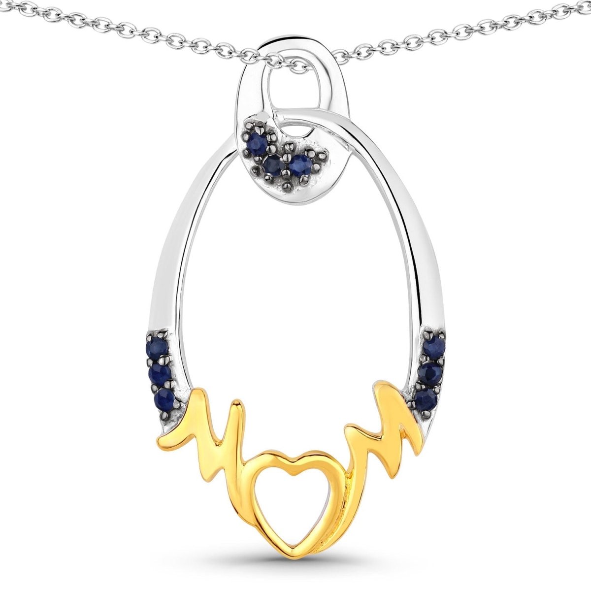 0.18 Carat Genuine Blue Sapphire .925 Sterling Silver Pendant - Pendants - Custom Crafting Alliance, LLC