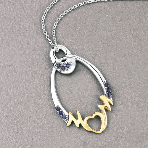 0.18 Carat Genuine Blue Sapphire .925 Sterling Silver Pendant - Pendants - Custom Crafting Alliance, LLC
