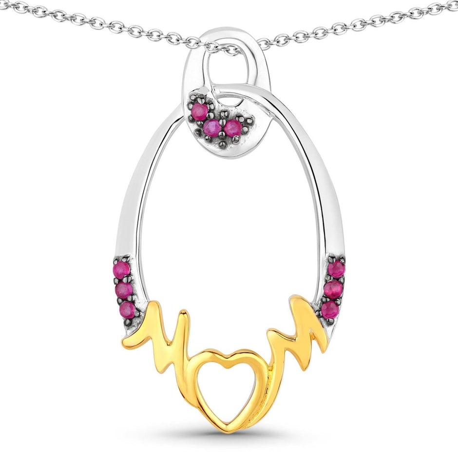 0.18 Carat Genuine Ruby .925 Sterling Silver Pendant - Pendants - Custom Crafting Alliance, LLC