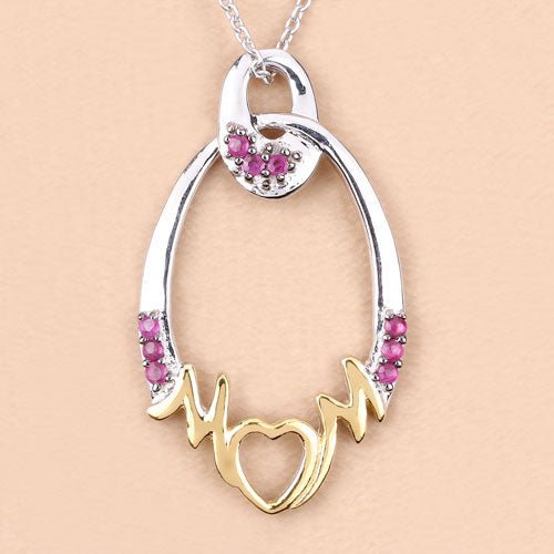 0.18 Carat Genuine Ruby .925 Sterling Silver Pendant - Pendants - Custom Crafting Alliance, LLC