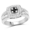 0.19 Carat Genuine Black Diamond and White Diamond .925 Sterling Silver Ring - Rings - Custom Crafting Alliance, LLC