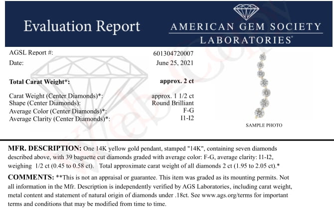 AGS Certified 14K Yellow Gold 2.0 Cttw Baguette and Brilliant Round-Cut Diamond Journey 18
