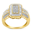 10K Yellow Gold Round and Baguette-Cut Diamond Cocktail Ring (1.0 Cttw, H-I Color, SI2-I1 Clarity) - Size 7