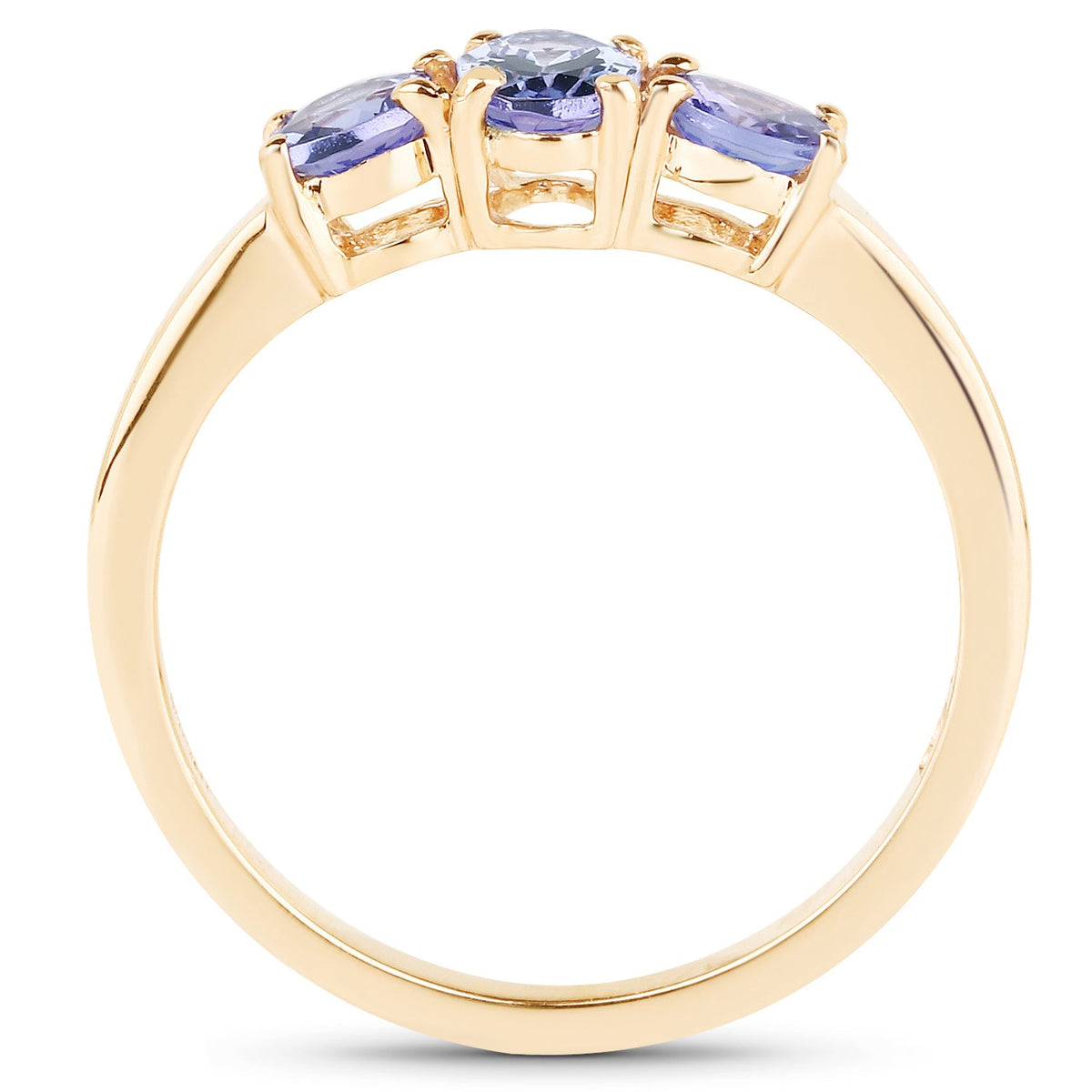 18K Yellow Gold Plated 0.90 Carat Genuine Tanzanite .925 Sterling Silver Ring