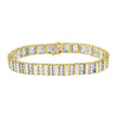 14K Yellow Gold 5.50 Cttw Round and Baguette Diamond Link Bracelet