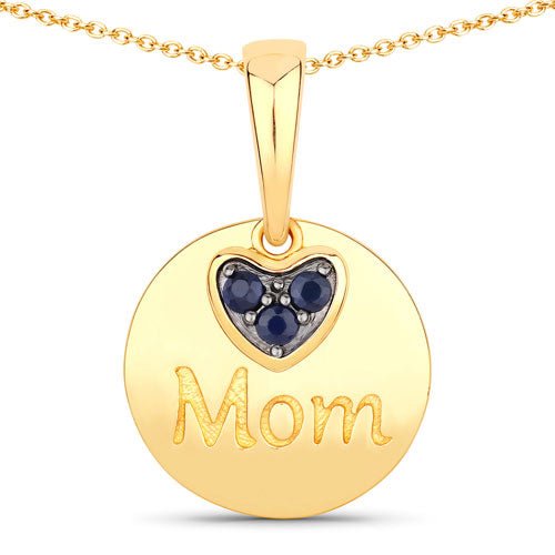 0.20 Carat Genuine Blue Sapphire .925 Sterling Silver Pendant - Pendants - Custom Crafting Alliance, LLC