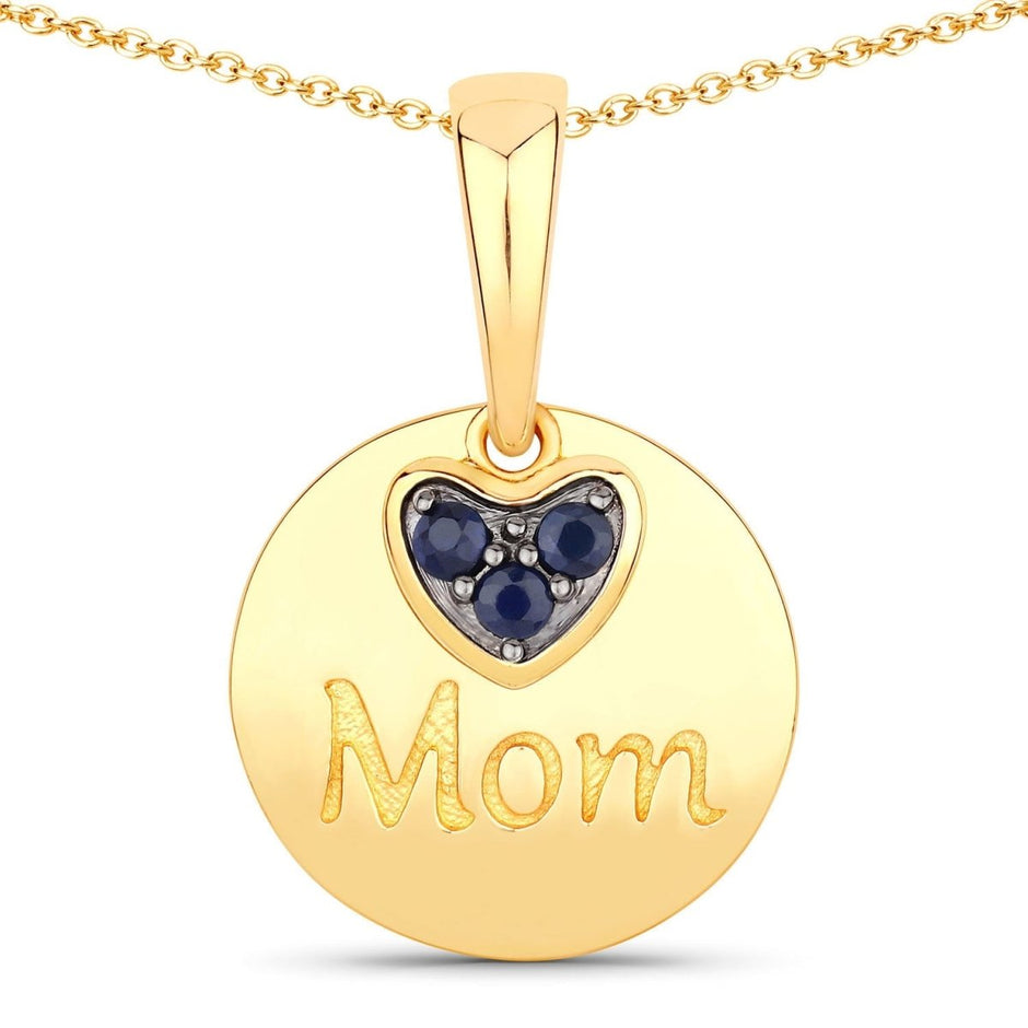0.20 Carat Genuine Blue Sapphire .925 Sterling Silver Pendant - Pendants - Custom Crafting Alliance, LLC