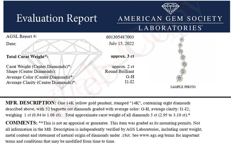 AGS Certified 14k Yellow Gold 3.0 Cttw Baguette and Brilliant Round-Cut Diamond Journey 18